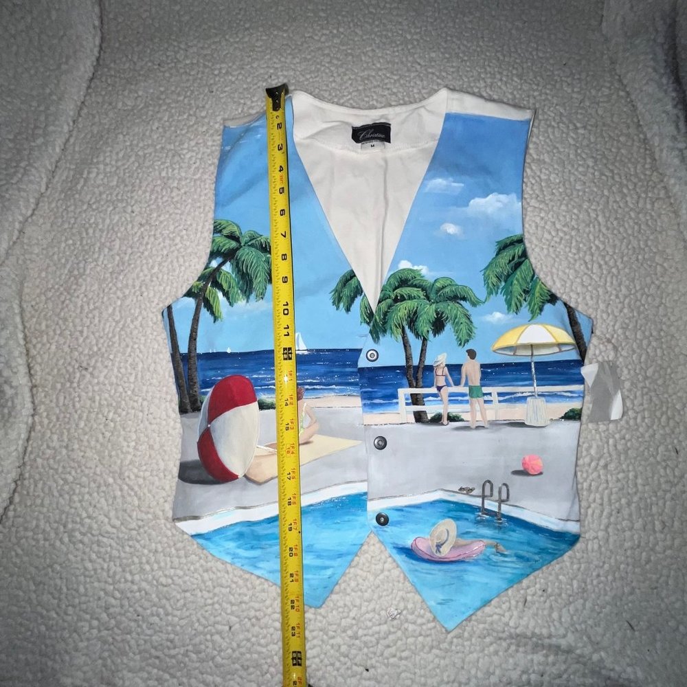 Tropical‎ Beach Handpainted Vest Size Medium
